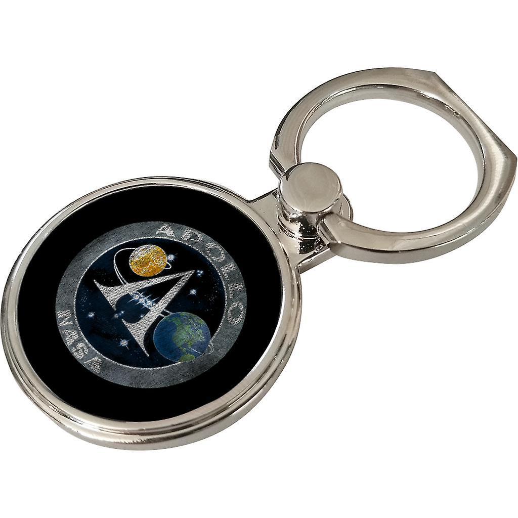 NASA Apollo Program Logo Badge Distressed Phone Ring Black 3.5cm x 4.5cm