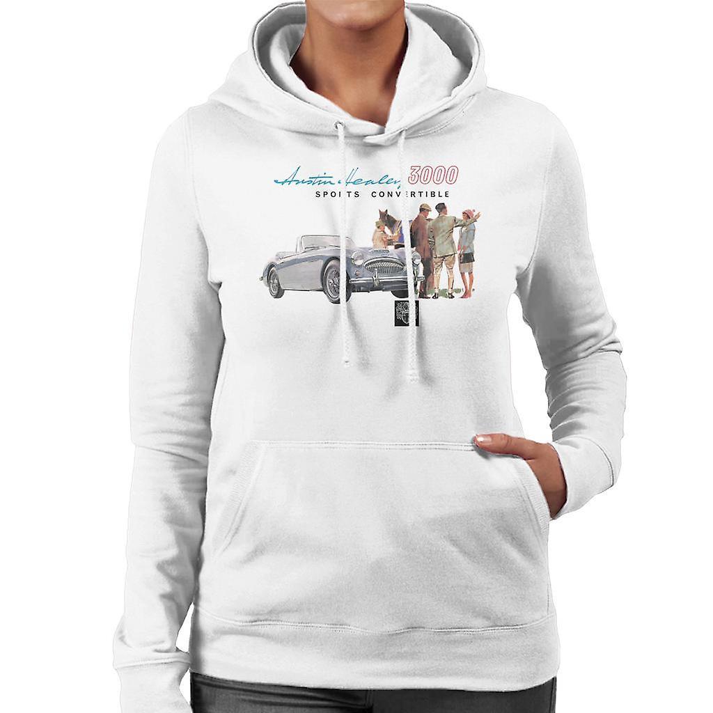 Austin Healey 3000 Sports Convertible British Motor Heritage Women's Hooded Sweatshirt White Medium