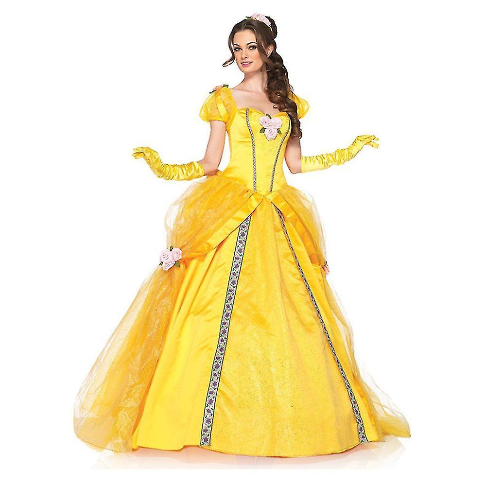 Beauty And The Beast Belle Adult Night Gown Disney Fancy Dress Cosplay Costume Outfit With Gloves ~JNNJV L