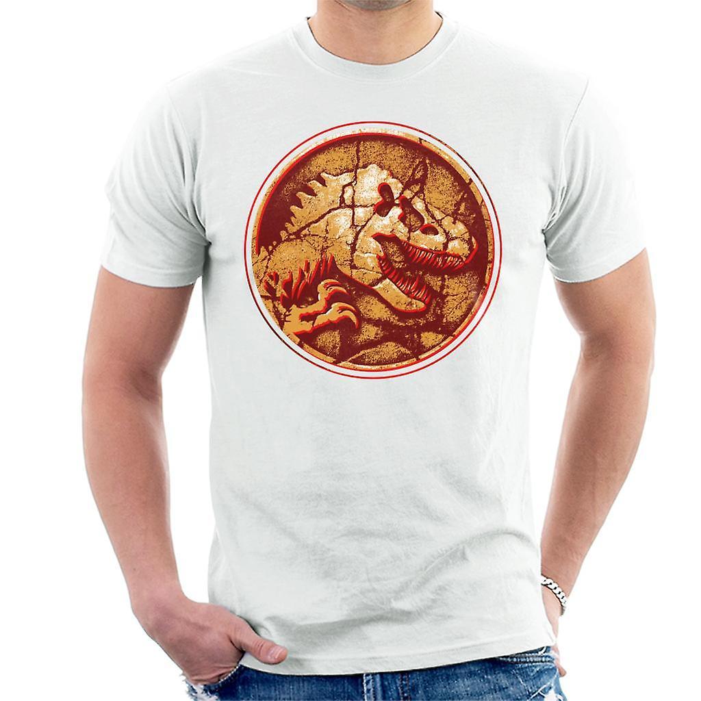 Jurassic Park Fossilised T Rex Icon Men's T-Shirt White Medium