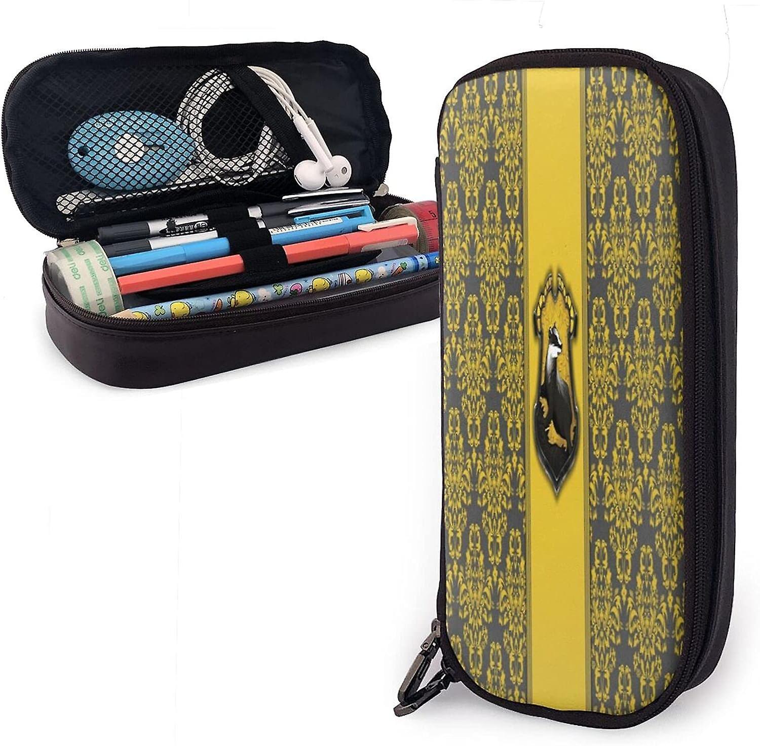 Kerota BDE0745 Harry Potter Hufflepuff Pencil Case,Pencil Pouch,Big Capacity Pencil Pen Case With Handle,Canvas Bag Stationery Box For School Stude..