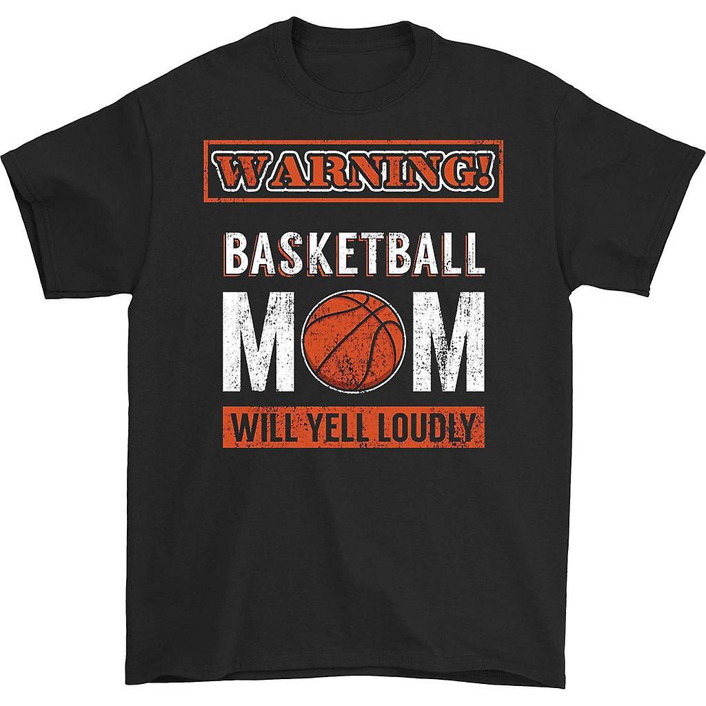 HISHARK Warning basketball mom t-shirt Black S