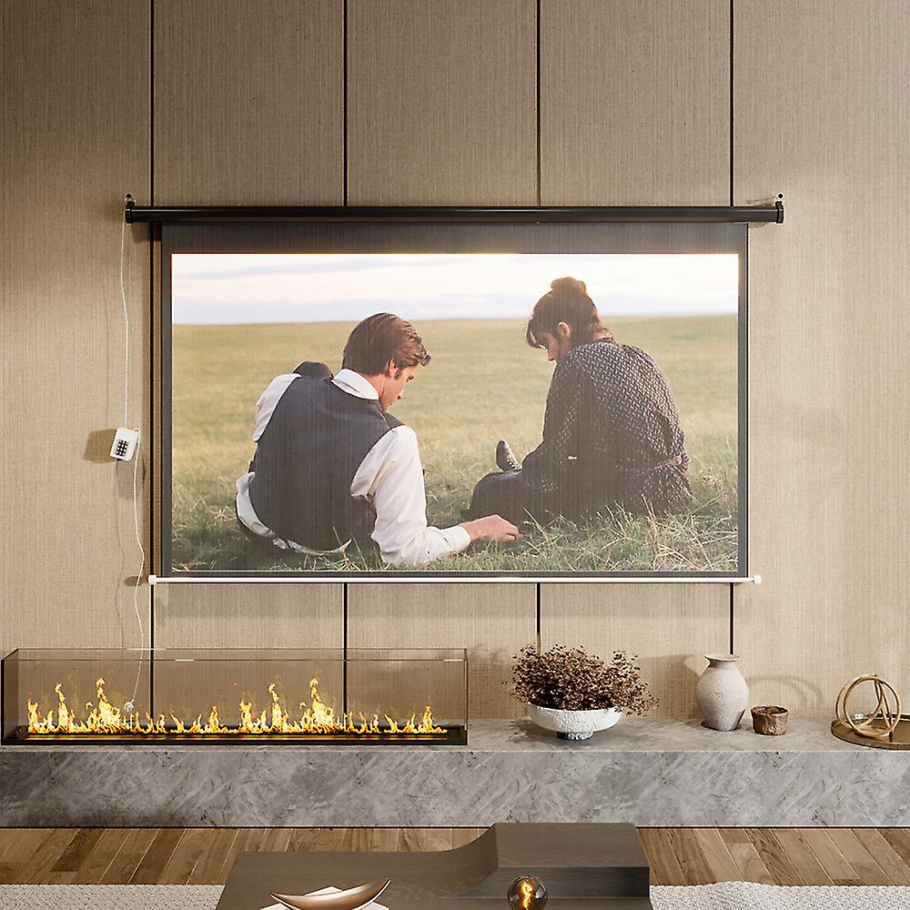 Living And Home 16:9 Electric Motorized Projector Screen with Remote,Black 120in