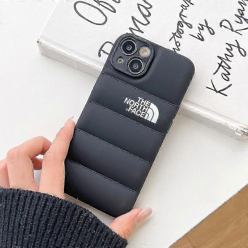 Zhenv Winter Down Jacket 3d The Puffer Soft Cloth Phone Case ,3d Cute Shockproof Cover Case For Iphone 12 Promax/ 13 Promax black 14