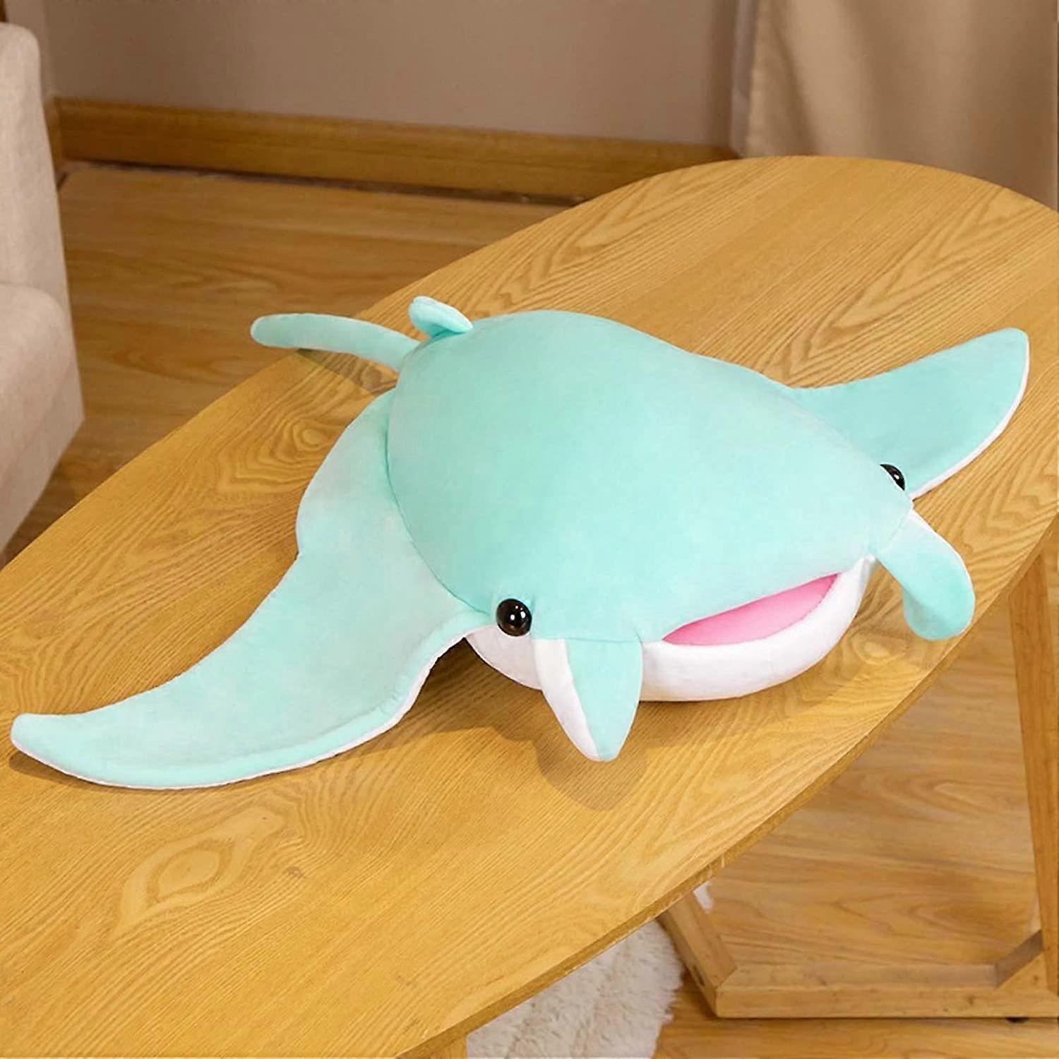 Ubiuo Manta Ray Plush Toy Cute Devil Fish Plush Pillow Cushion Soft Stuffed Animal Doll Birthday Gift Home Decoration (70*45cm, Green)