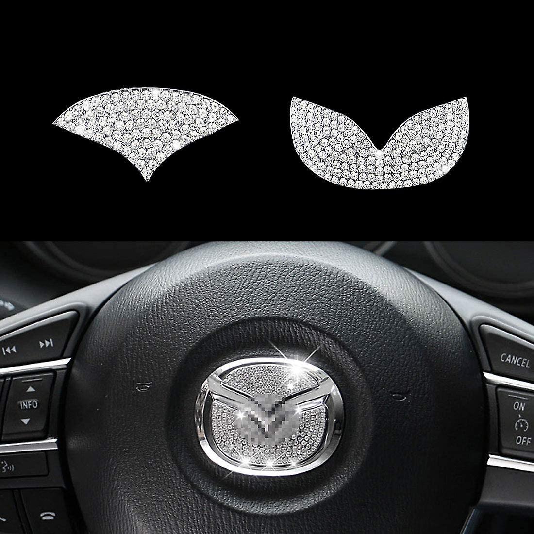 Dewenwils Dww-Bling Bling Car Steering Wheel Decorative Diamond Sticker Compatible with Mazda, DIY Car Steering Wheel Emblem Bling Bling Interior A...