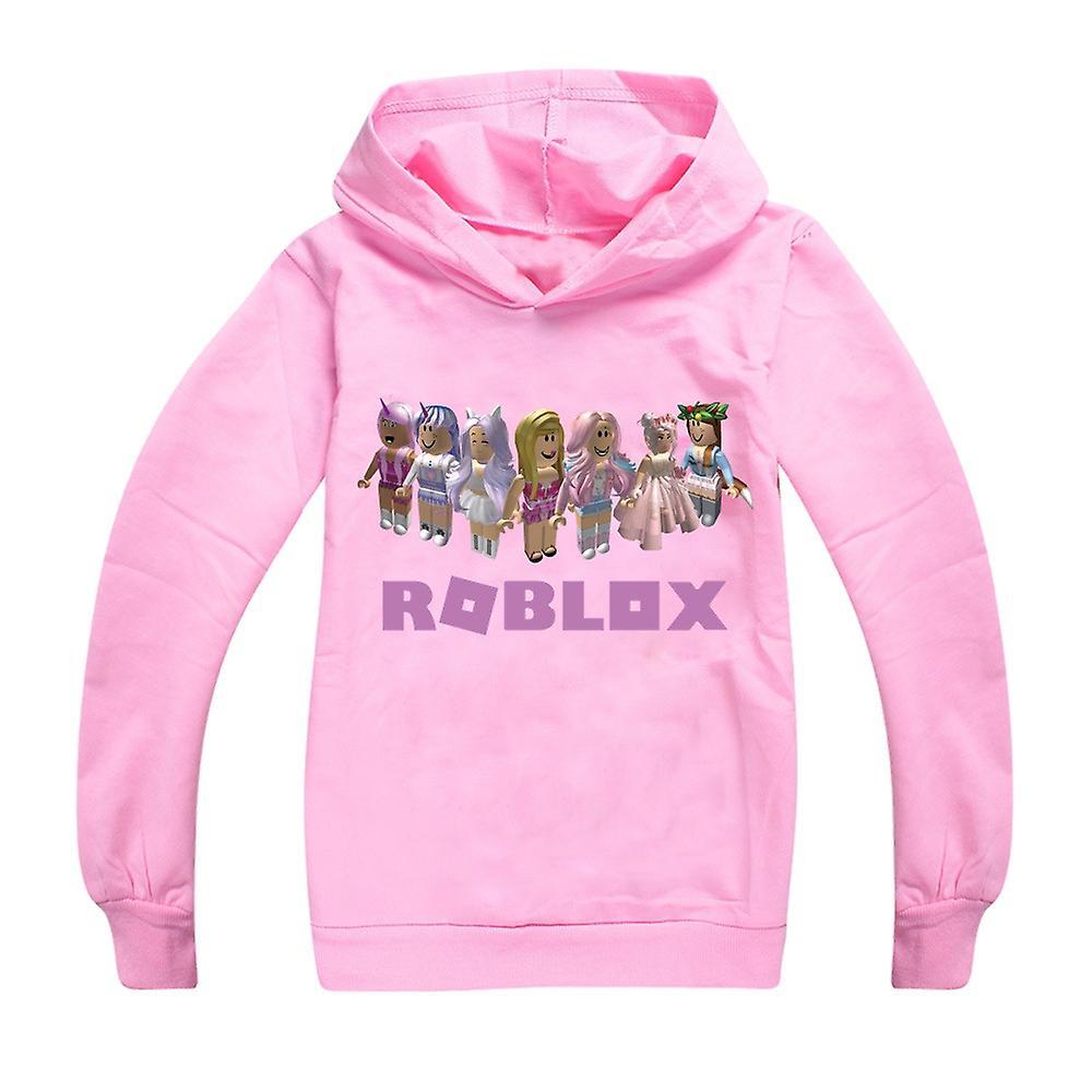 Bestdaily Kids Boys Girls Roblox Printed Casual Hoodie Unisex Hooded Pullover Sweatshirt Tops Gamer Gift Pink 11-12 Years