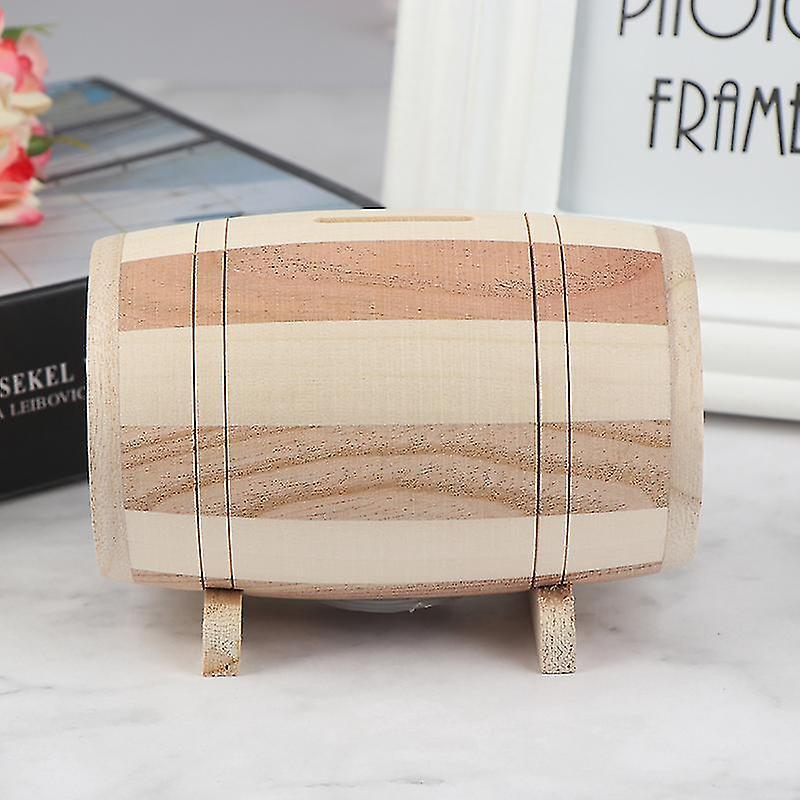 1pc Wooden Money Box Piggy Bank Money Box Savings Wine Barrel Wood Piggy Bank Zekai