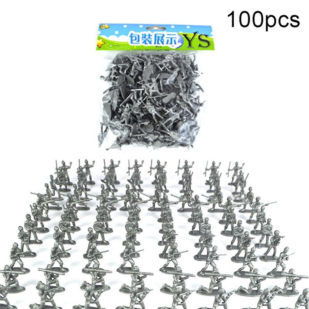 Sinknap 100pcs Mini Classic Soldiers Figures Models Playset Desk Decor Kids Toy Gift Silver