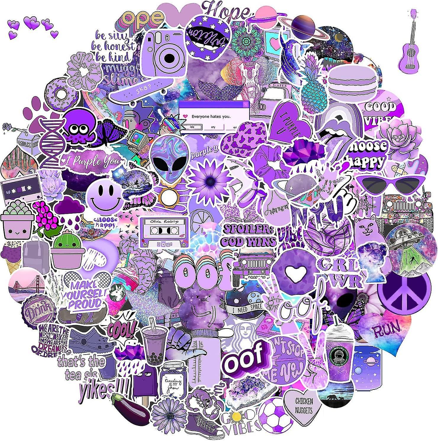 Baicccf Purple Stickers 150 Pack Funny Cute Stickers For Teens, Girls, Adults Stickers Suitable For Water Bottles, Laptop, Phone, Hydro Flask Vinyl...