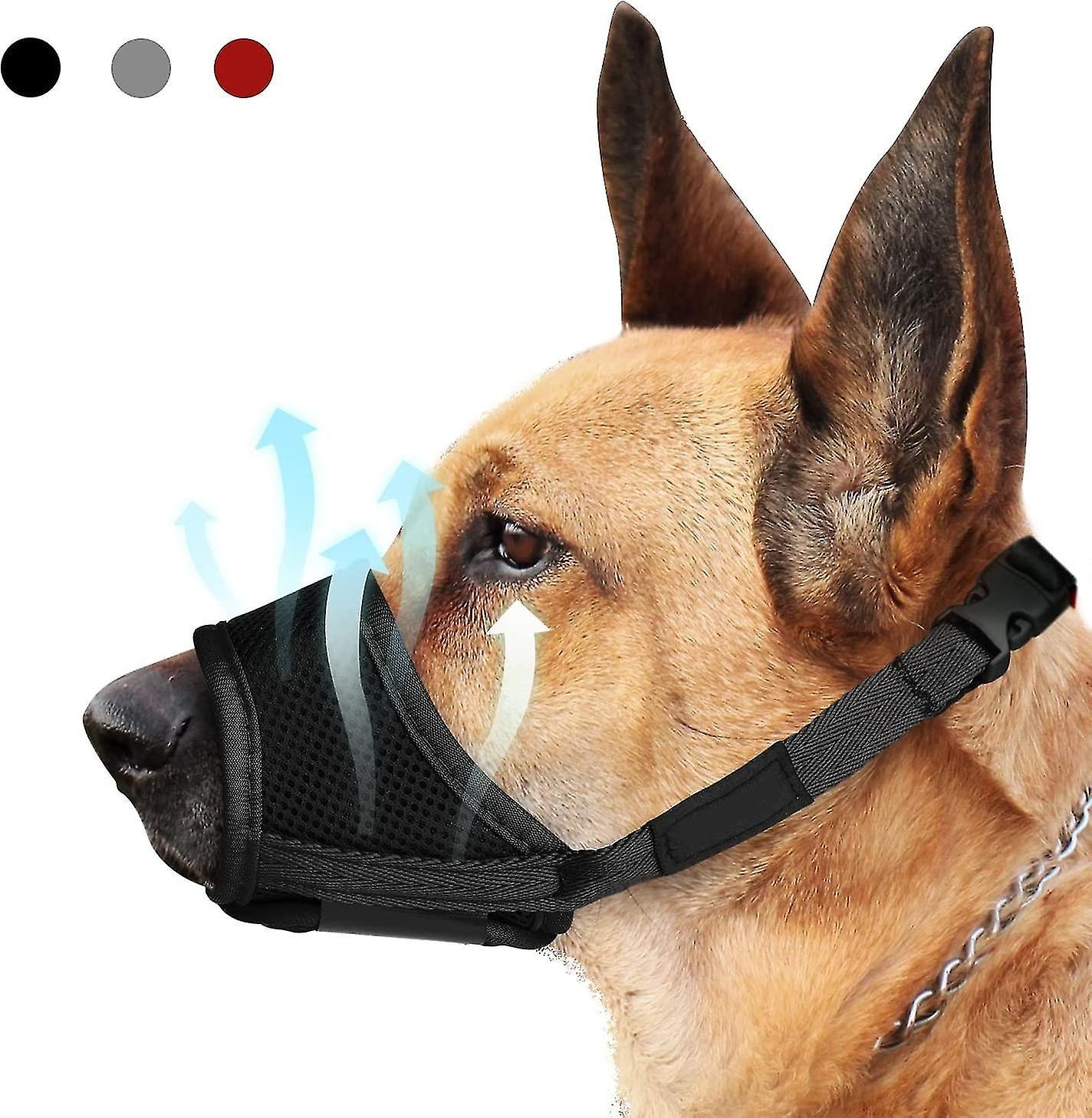 Tianzun Dog Muzzle, Soft Nylon Anti-dropping Muzzle, Air Mesh Breathable Drinkable Dog Muzzle With Adjustable Loop Black M