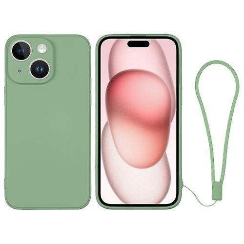 Mobile Case For Iphone 15 Silicone Mobile Phone Case With Wrist Strap Matcha Green 15 Plus