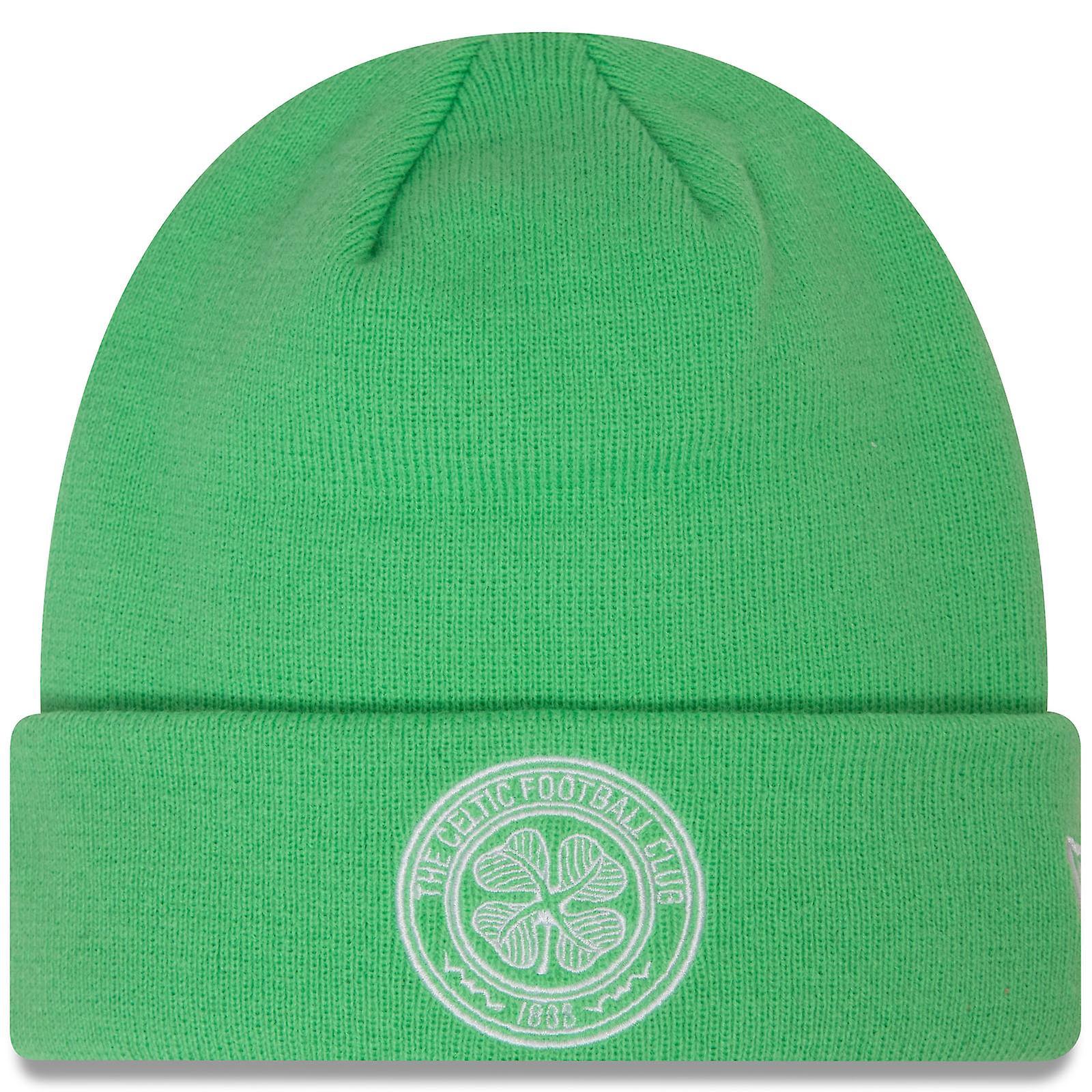 New Era Mens Celtic FC Seasonal Cuff Knit Warm Winter Beanie Hat - Green One Size