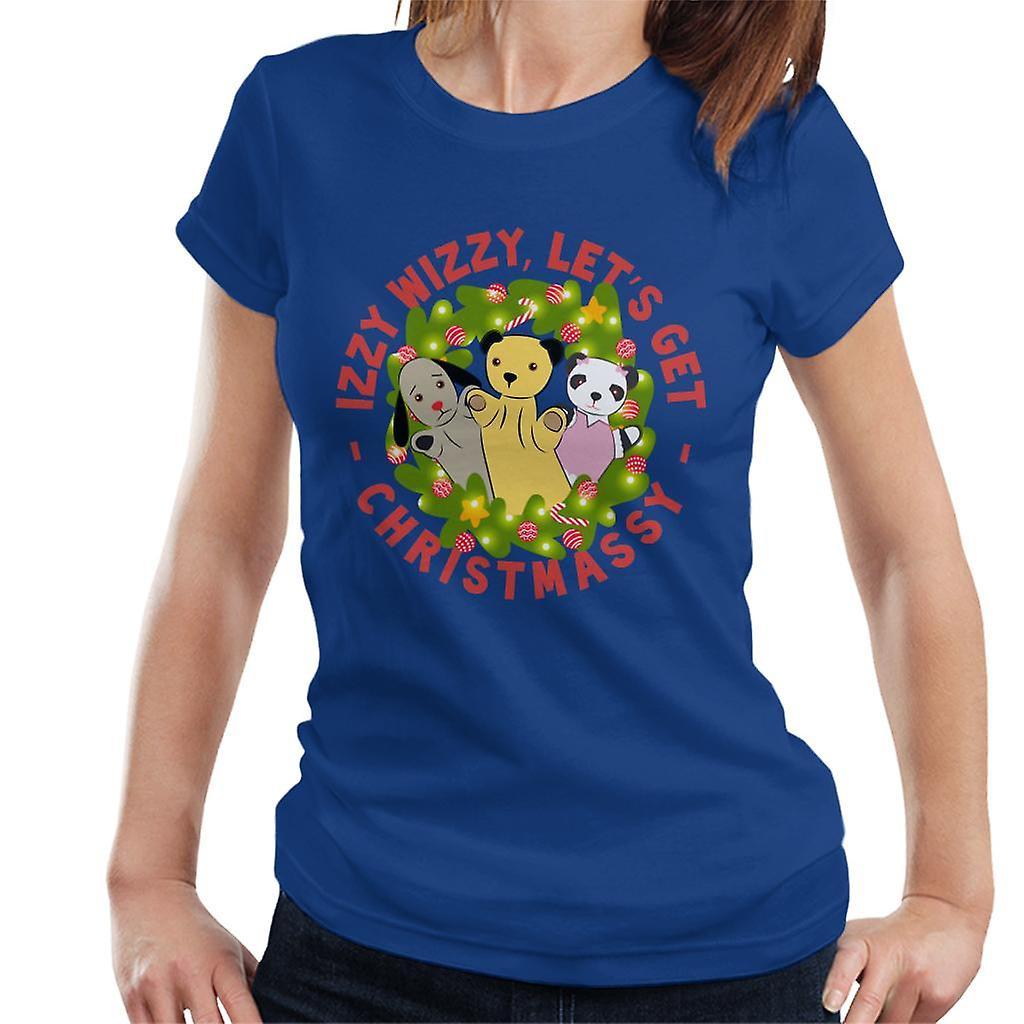 Sooty Christmas Illuminated Wreath Izzy Wizzy Lets Get Chrismassy Women's T-Shirt Royal Blue XX-Large