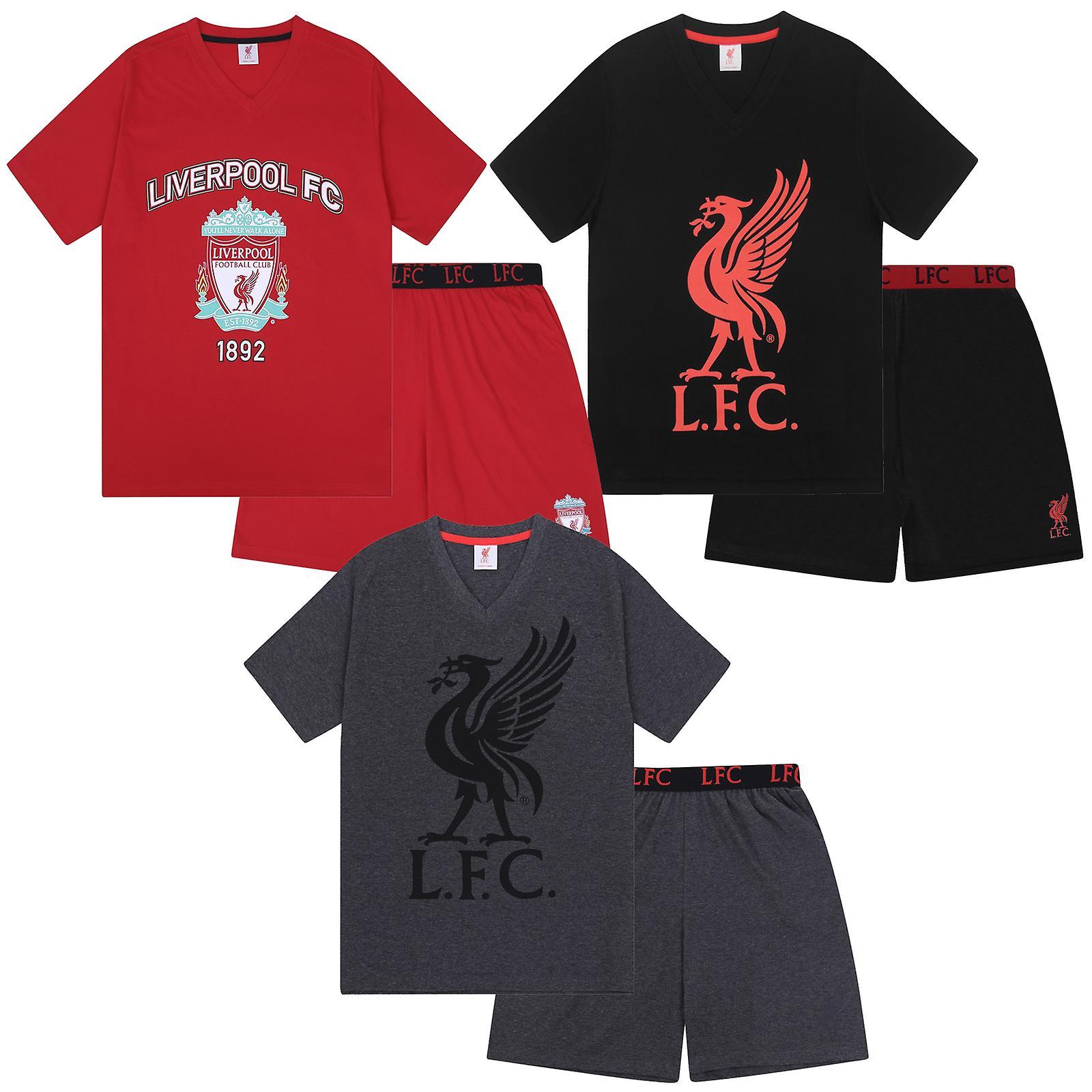 (Black, Medium) Liverpool FC Mens Pyjamas Short Loungewear OFFICIAL Football Gift