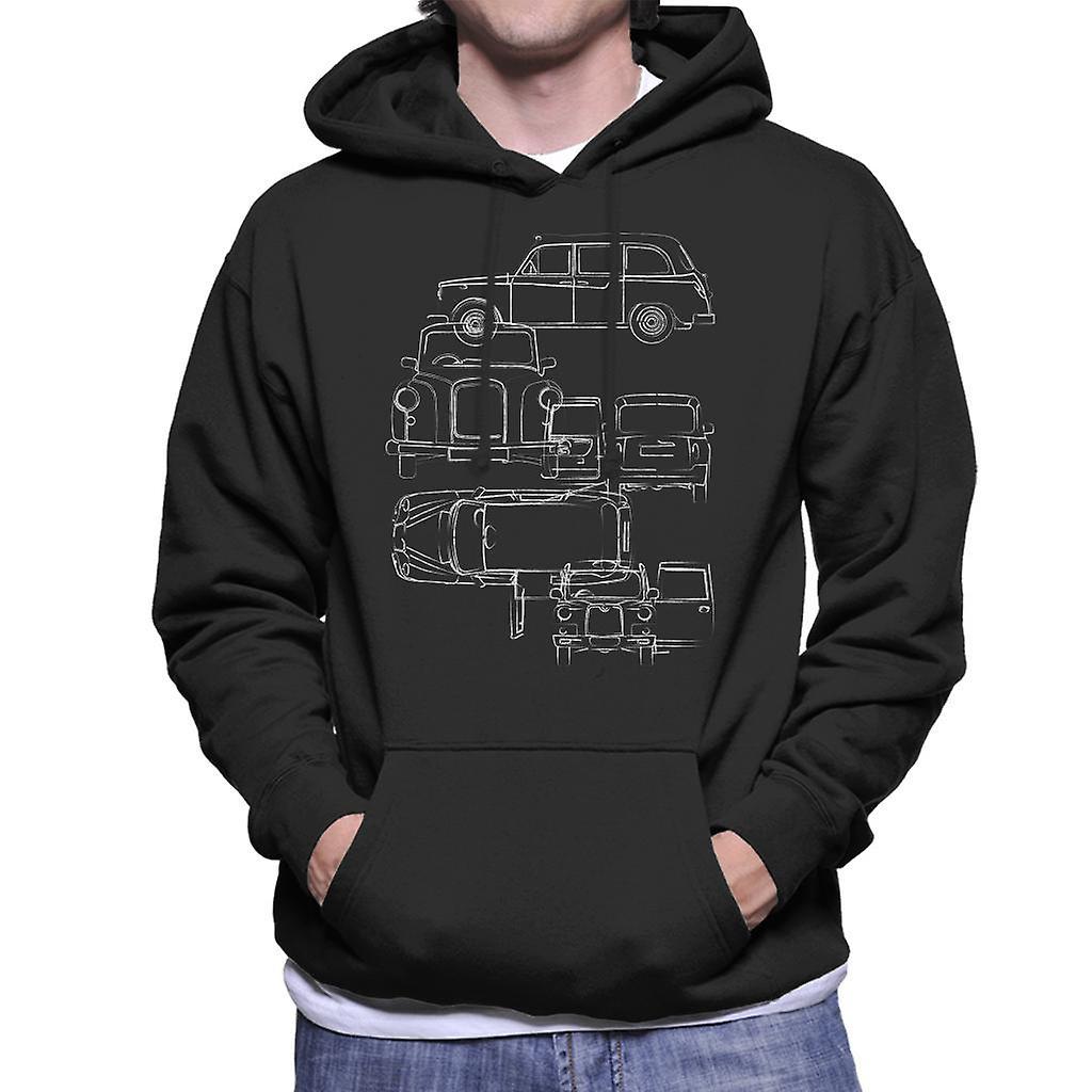 London Taxi Company Blueprint Men's Hooded Sweatshirt Black Small