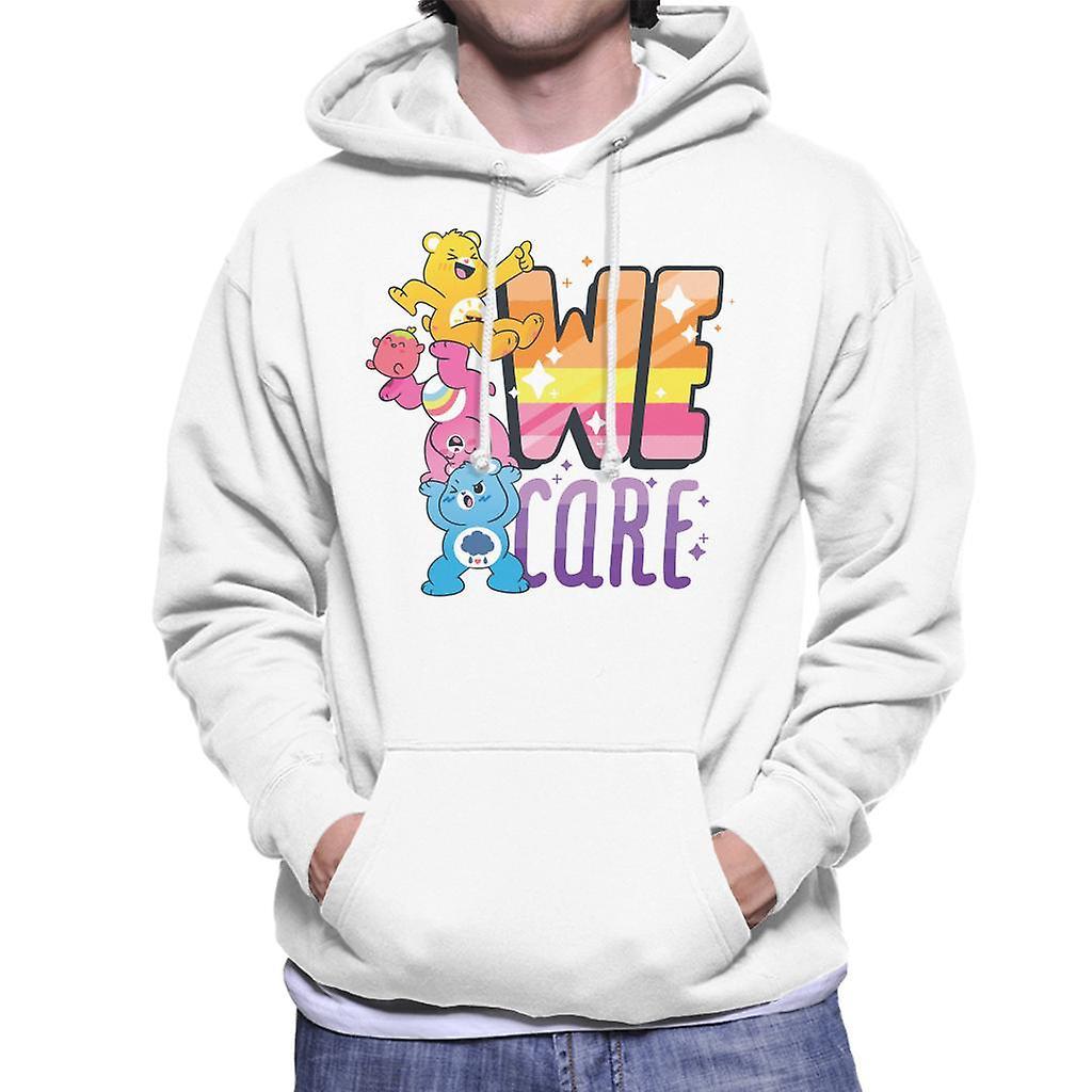 Care Bears Unlock The Magic We Care Men's Hooded Sweatshirt White Large