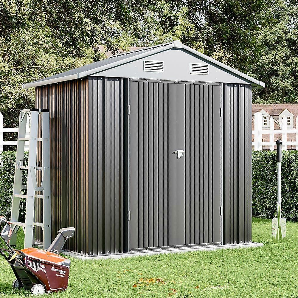 Living And Home Outdoor Metal Storage Shed with Lockable Door 200cm W x 124cm D x 188.2cm H