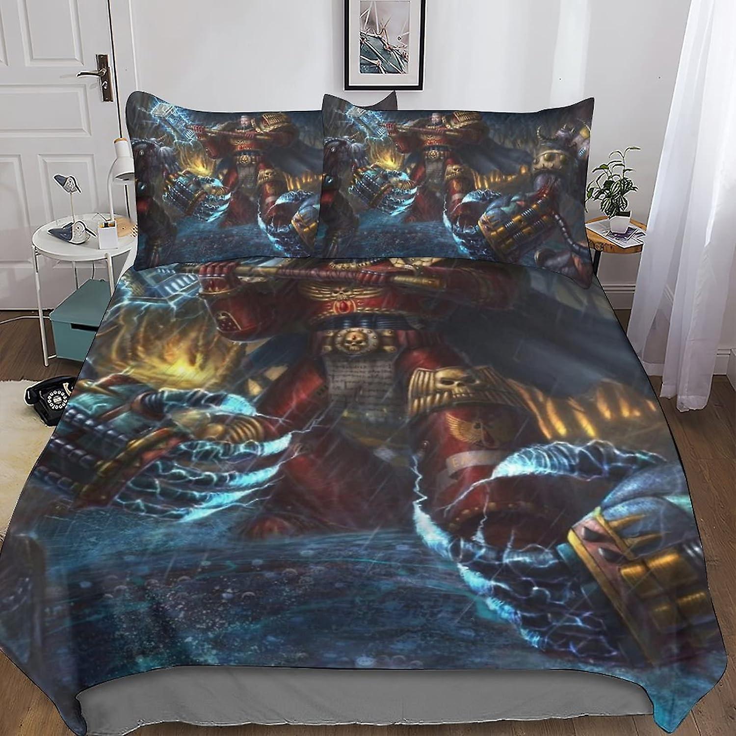 Kerota Warhammer D Bedding Set Microfiber Game Duvet Covers Pcs Set with Zipper Closure Adults King 135*200 CM Single135x200cm