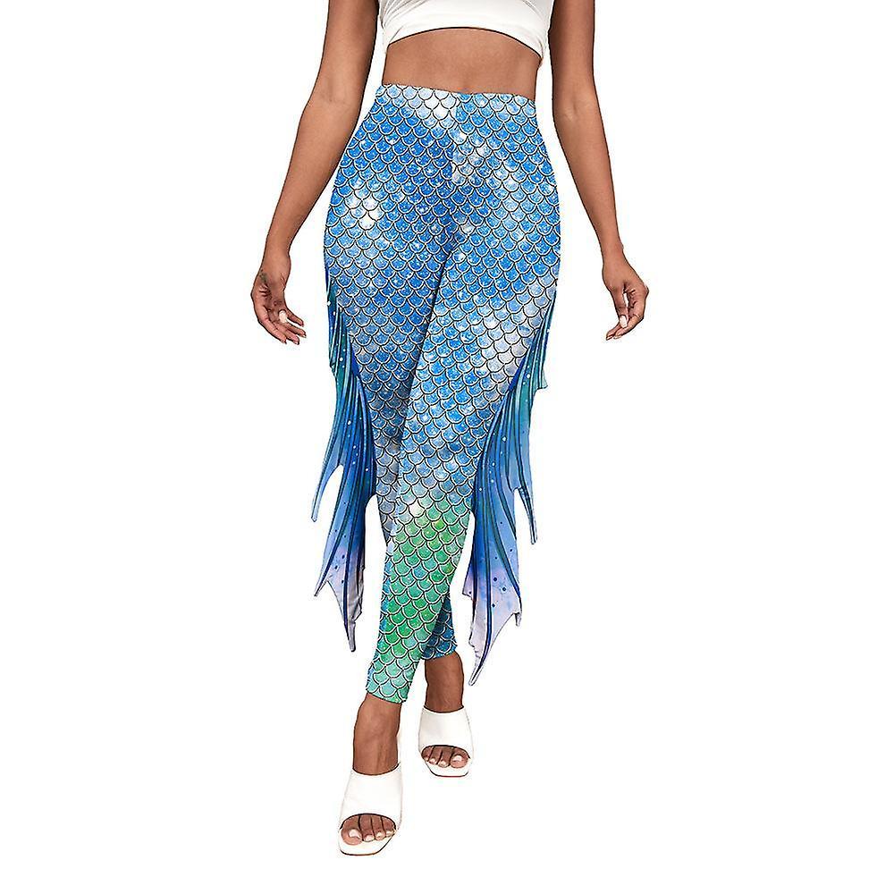 Ruitong Mermaid Leggings for Women Fish Scale Leggings High Waisted Full Length Pants Style 3 M