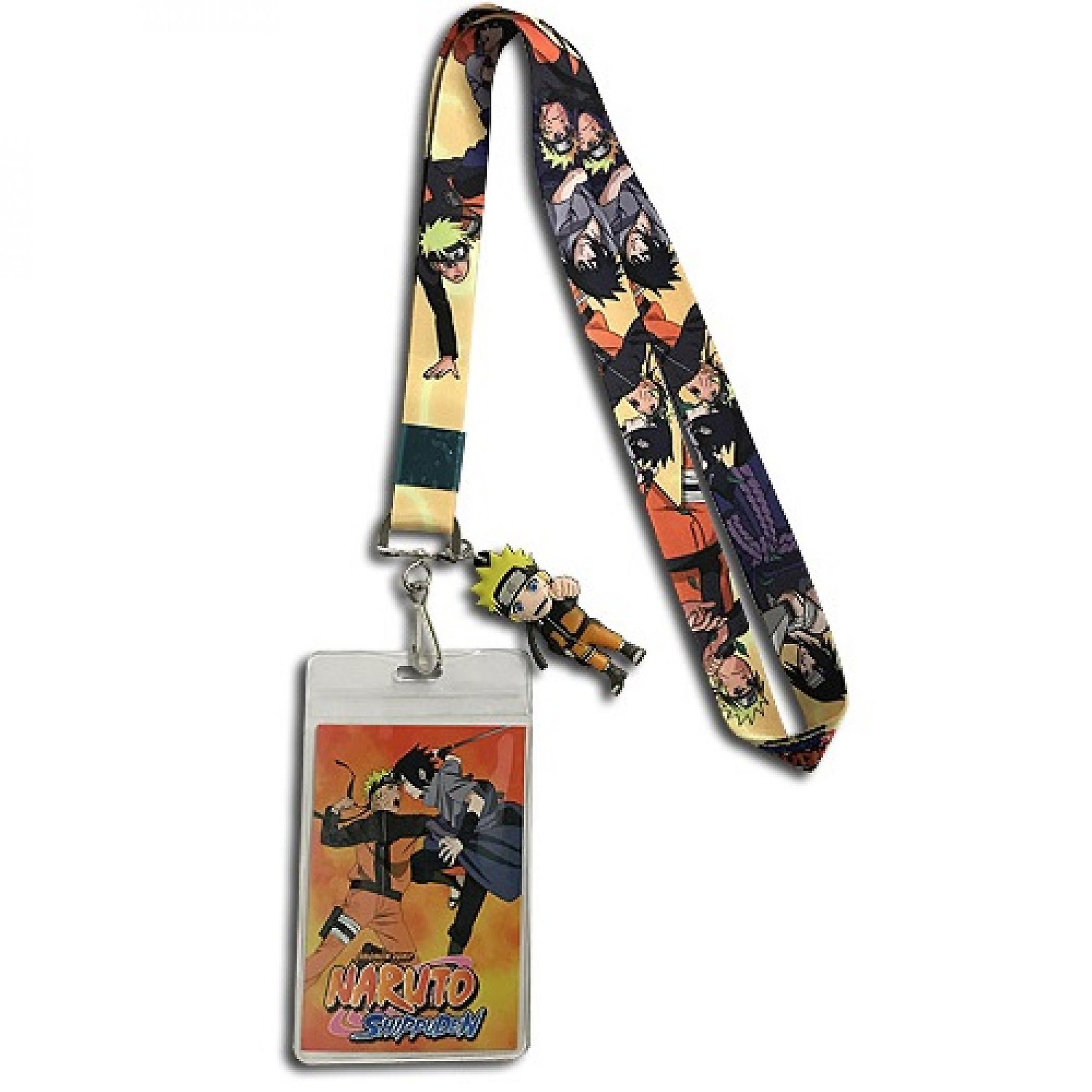 Anime & Manga Naruto & Sasuke ID Badge and Charm Lanyard Orange