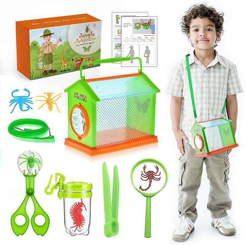 Frusde 12-Piece Explorer Set for Children, Outdoor Exploration Toy with Insect Viewer Box & Insect Clip & Tweezers & Children's Magnifier & Collect...