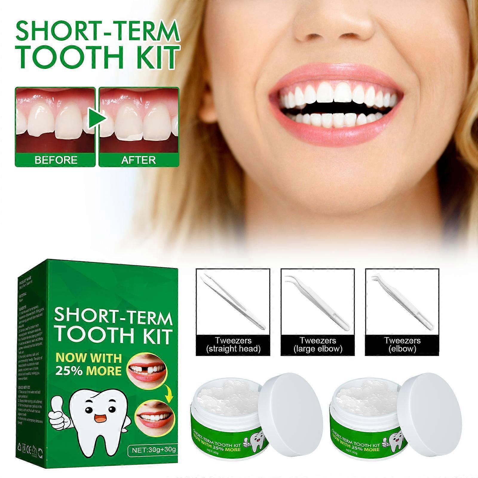 Unbrand Temporary Tooth Replacement Kit Temp Dental Repair 30g Tooth Glue x2pcs +Forceps x3pcs 1set