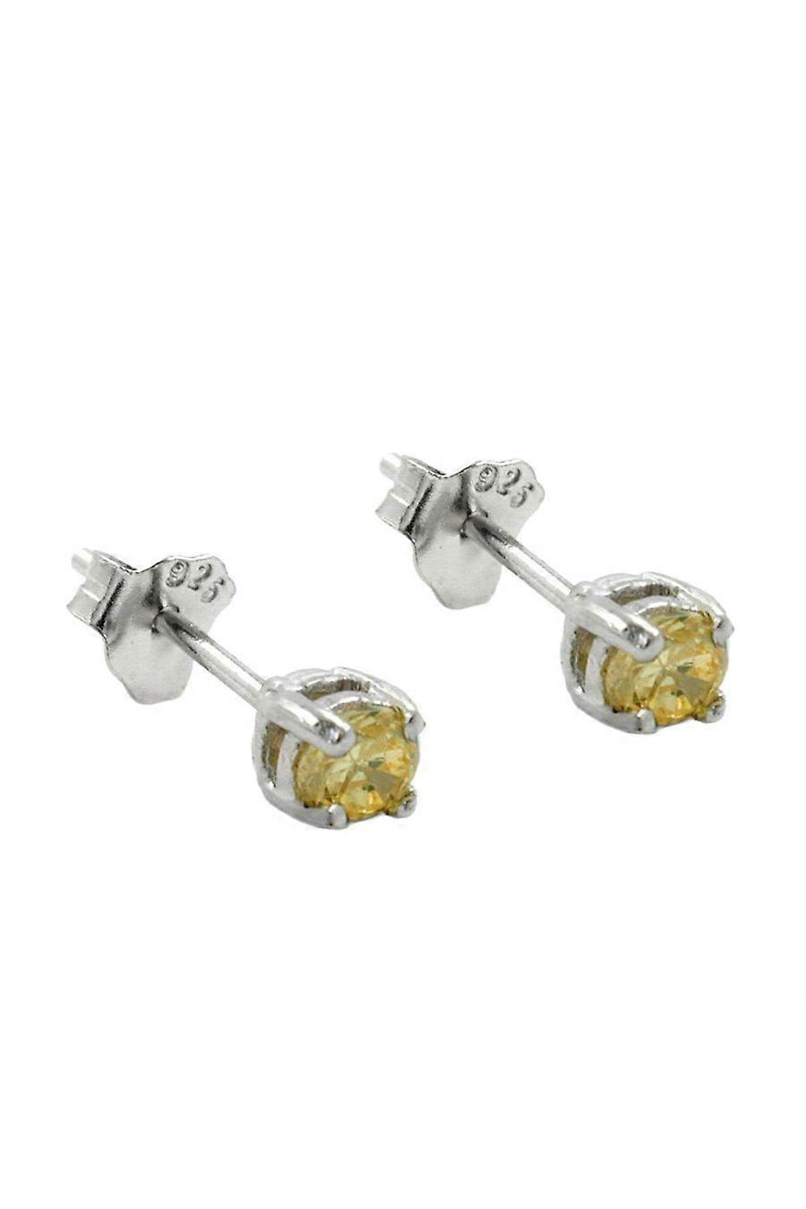 Gallay Stud Earrings Crystals 3mm Yellow Silver 925 - Gl92453