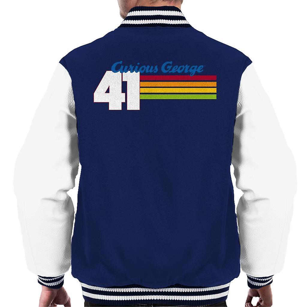 Curious George 41 Race Stripes Men's Varsity Jacket Navy/White Medium