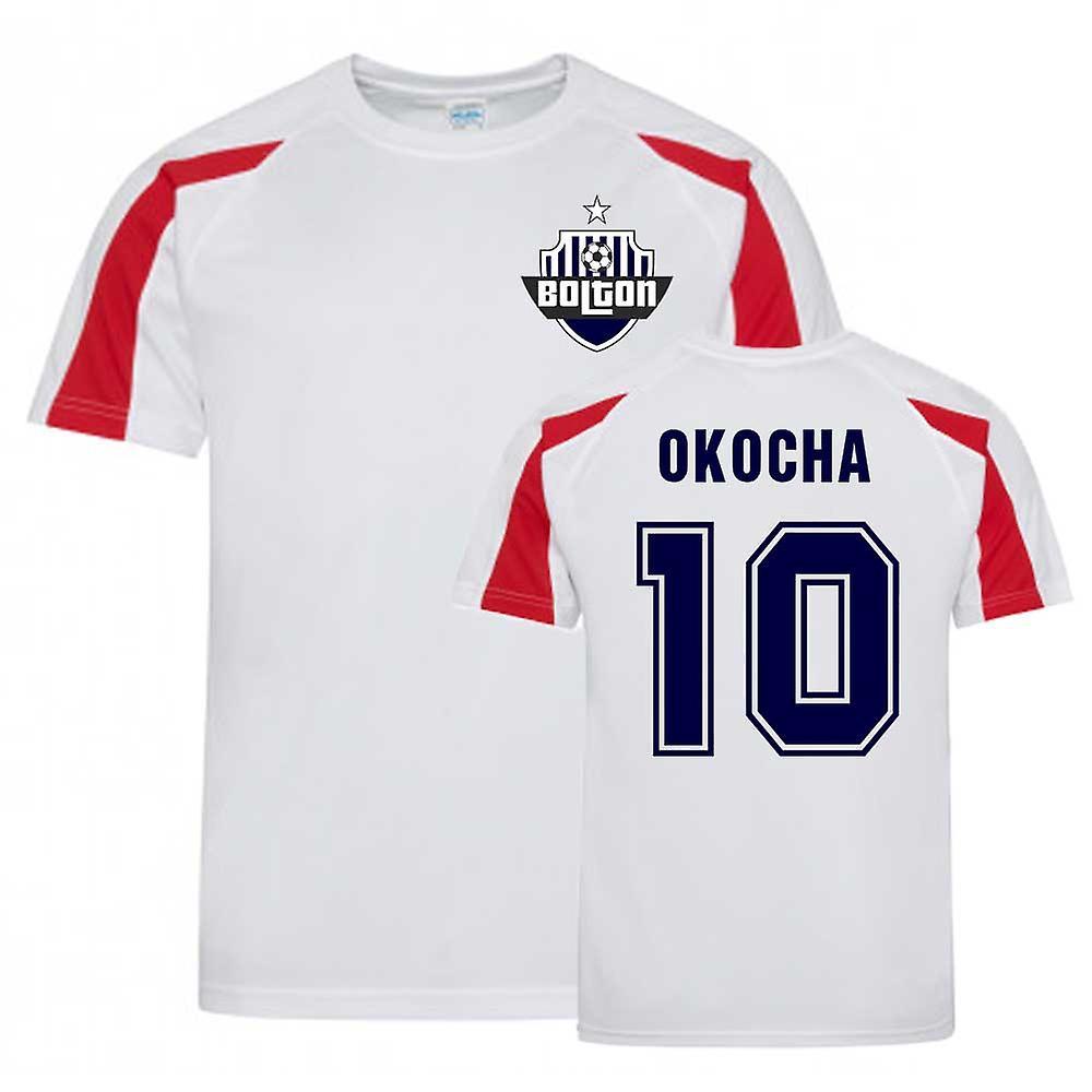 UKSoccerShop Jay Jay Okocha Bolton Sports Training Jersey (White) LB (9-11 Years)