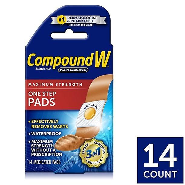 Compound w maximum strength one step wart remover pads, 14 count