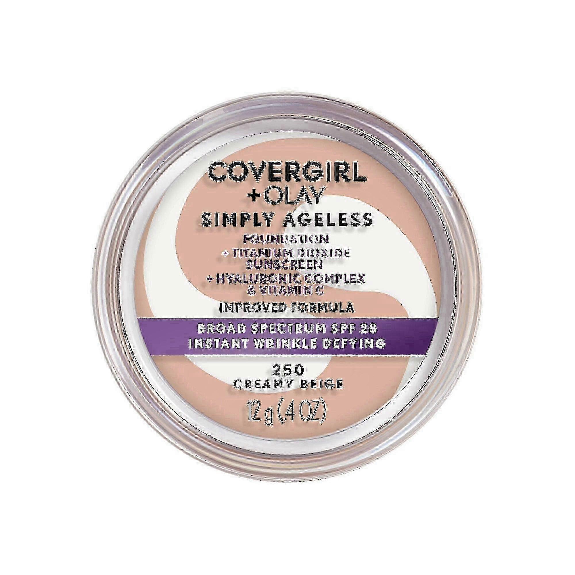 Covergirl + Olay Simply Ageless Foundation Compact, 250 Cream Beige, 0.4 Oz