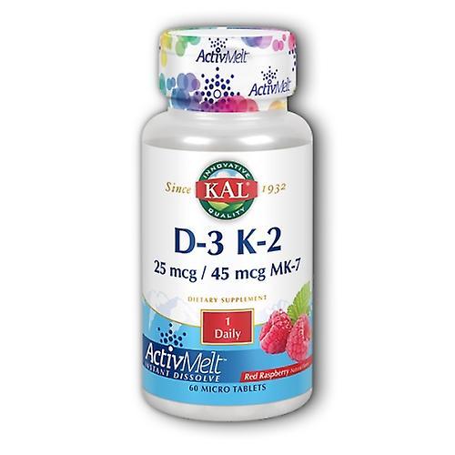 Kal D-3 K-2 ActivMelt, 1, 000 IU, Red Raspberry 60 Tabs (Pack of 1)