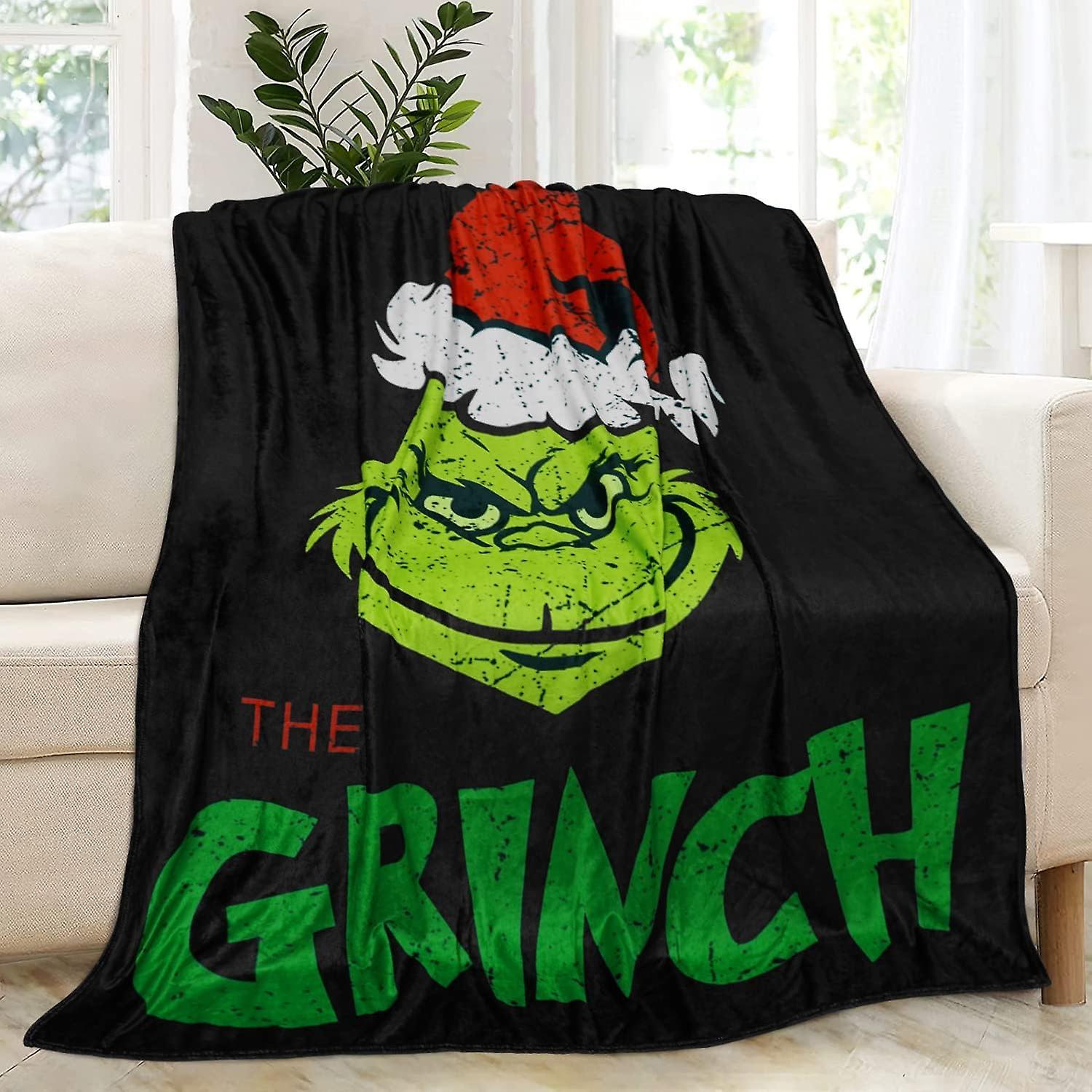 LINCMAN Grinch Blanket Merry Grinchmas Christmas Blanket 60x50 Throw Fleece Blanket In Home Bed Sofa Chairs Dorm 40*30inch