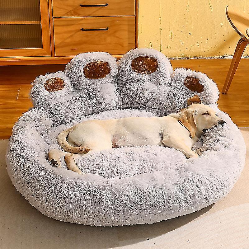 Leked Faux Fur Dog Bed And Cat Bed, Calming Dog Bed For Pets GREY 2XL