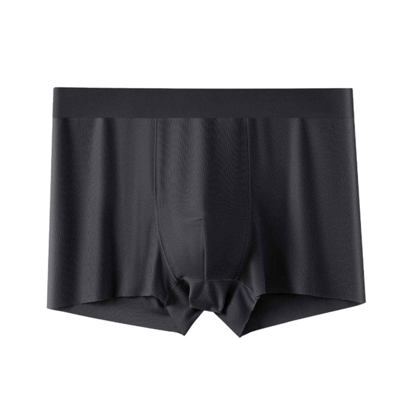 Fianao Men Boxers Thin Breathable Soft Ice Silk Seamless Daily Wear Anti-septic High Elasticity Male Underpants Men Underwear Black 4XL