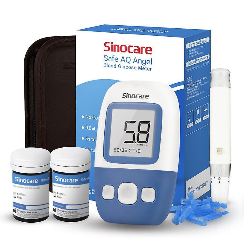 Sinocare Safe AQ Angel Blood Glucose Meter Home Glucometer for Diabetes with 50 Strips and Lancets Meter kit 100 * Unit mmol*L