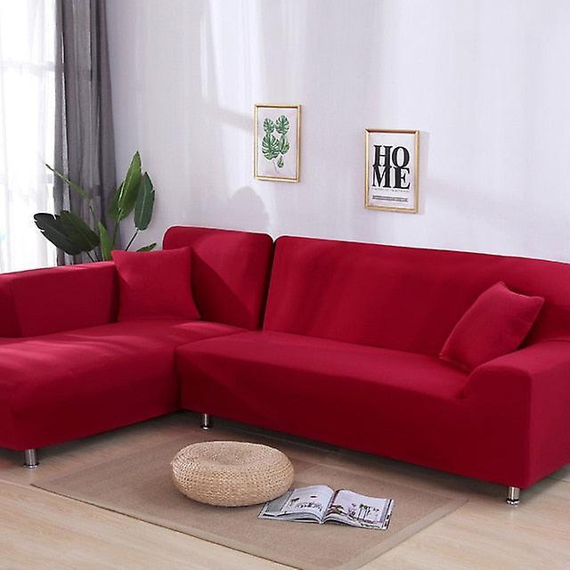 Slowmoose Solid Color Corner Sofa Covers For Living Room, Elastic Spandex Slipcovers color 3 2seater and 4seater