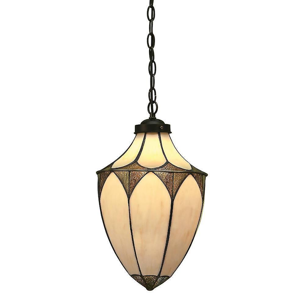 Interiors 1900 Lighting Brooklyn 1 Light Medium Ceiling Pendant Dark Bronze, Tiffany glass, E27