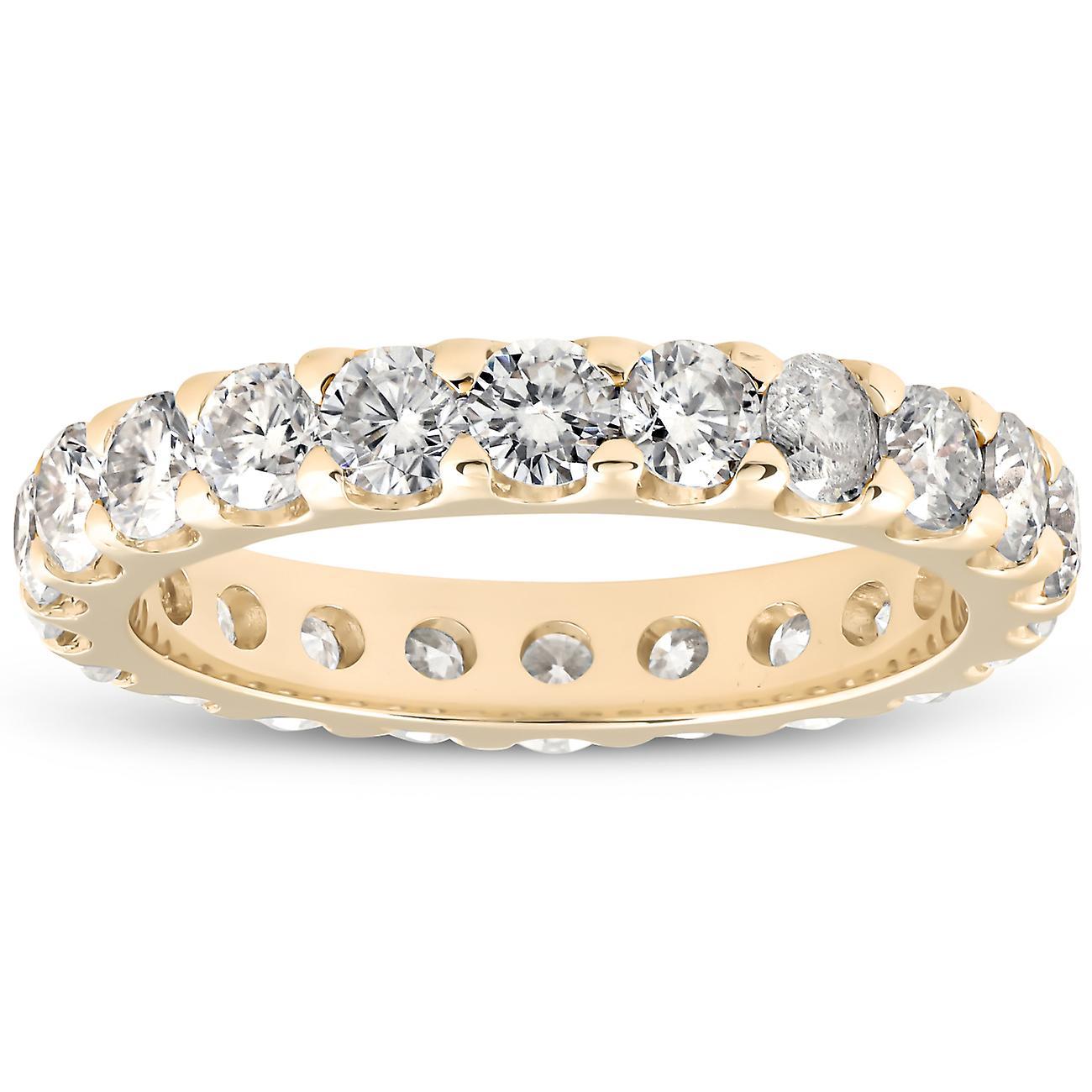 Pompeii3 2Ct Diamond Eternity Ring 10k Yellow Gold U Prong Stackable Wedding Band 7