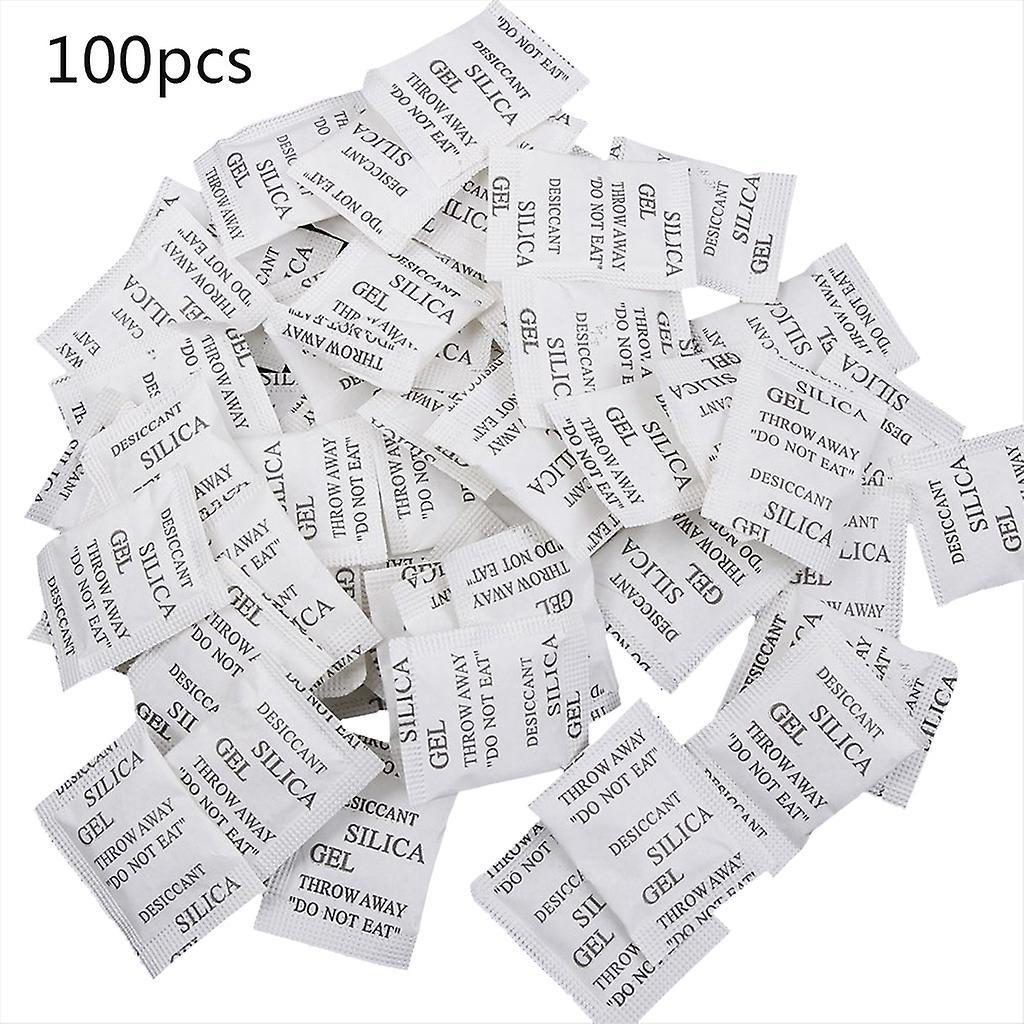 unbrand 100 Packets Non-Toxic Silica Gel Desiccant Pack Moisture Absorber Dehumidifier for Kitchen Clothes Storage Room Food Spices Jewelry Shoes