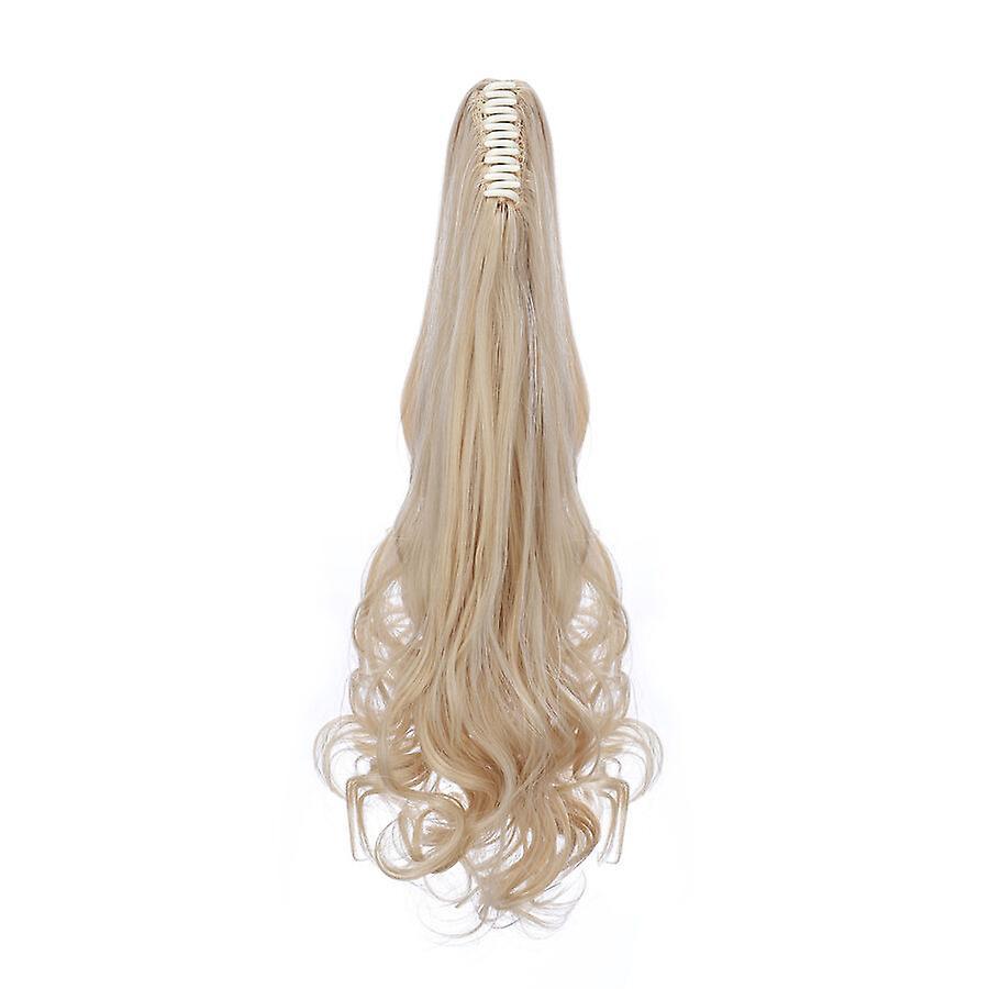 Sego 18" Curly Claw Clip On Ponytail Extension For Women golden & bleach blonde 18inch