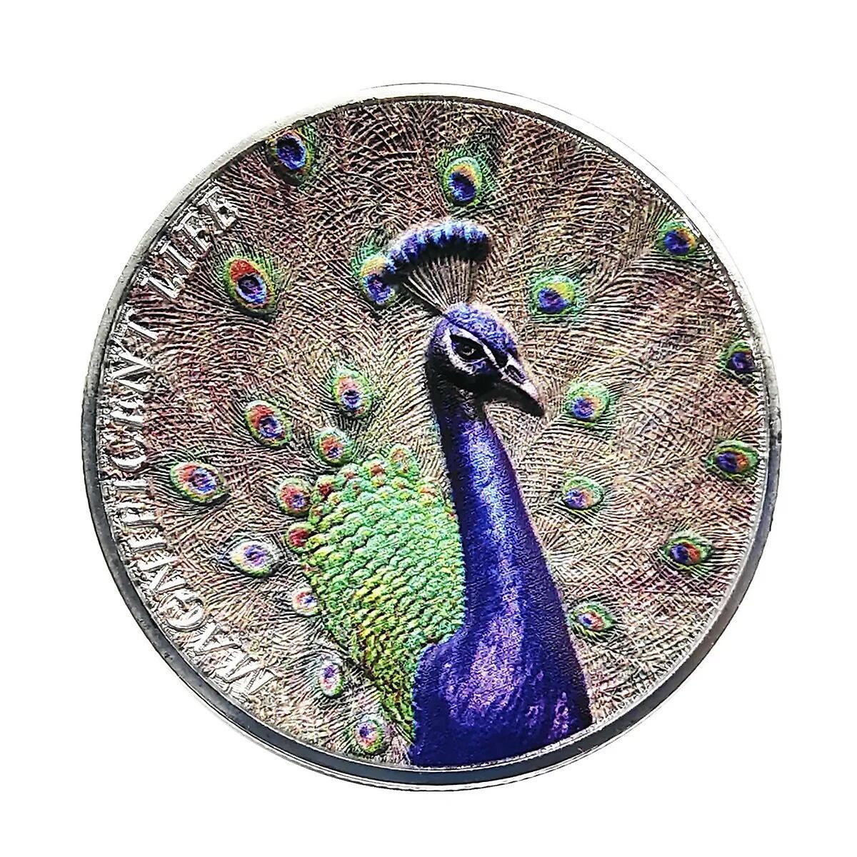 Ninesun Animal Blue Peacock Open Screen Commemorative Coin High Relief Magnificent Life Cook Islands Challenge Coin Collectibles Crafts