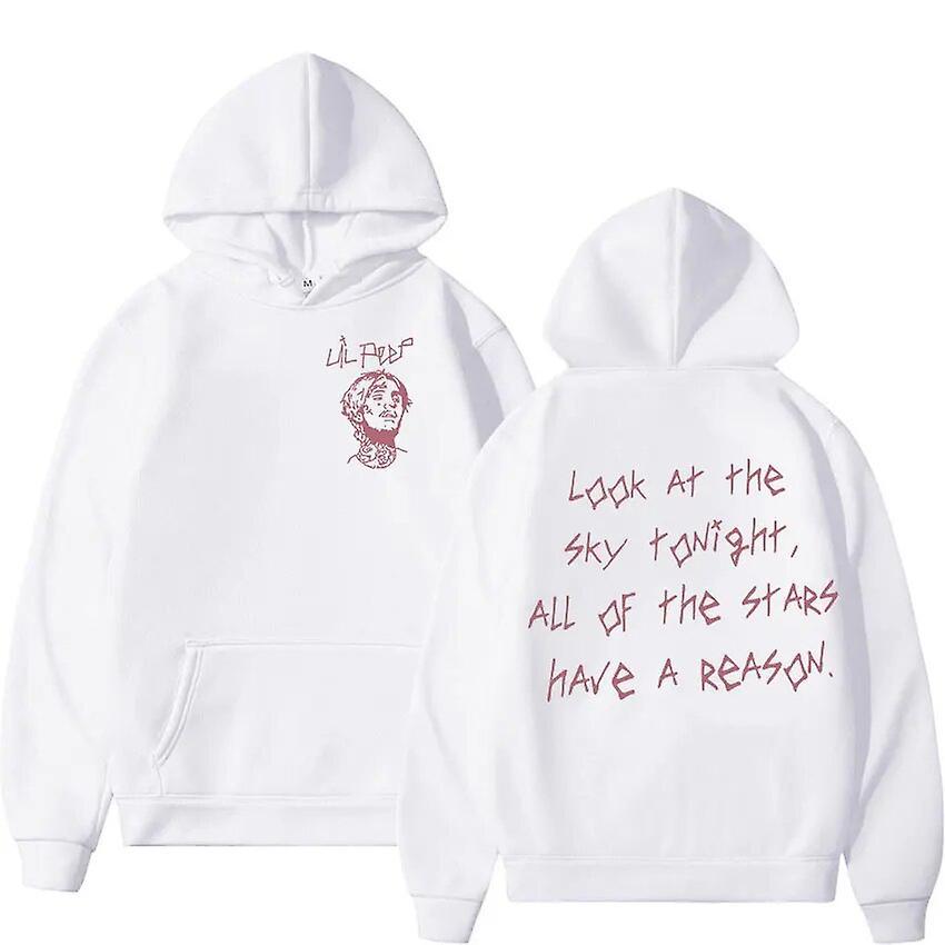 Visgaler Rapper Lil Peep Tour Concert Hoodie Men's Hip Hop Fashion Pullover Sweatshirt Unisex Casual Long Sleeve Hooded Gothic Streetwear White M