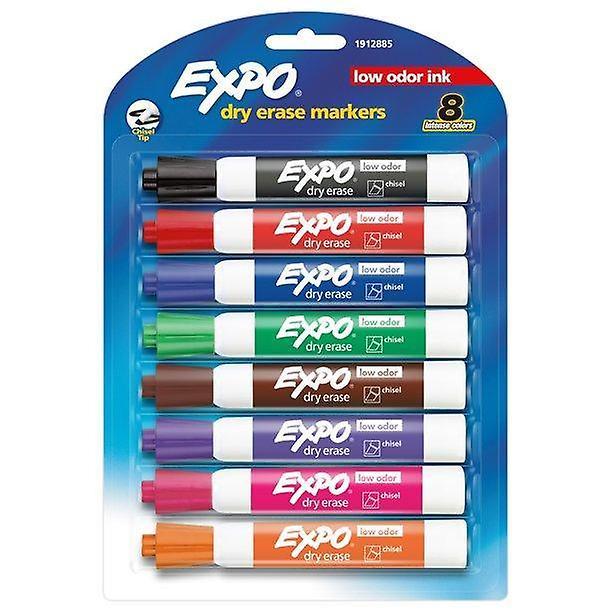 Expo Low Odor Dry Erase Markers, Chisel Tip, Assorted Colors, 8 Count