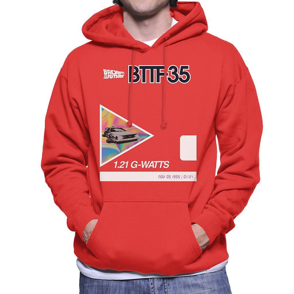 Back to the Future 35th Anniversary Psychedelic Marble Design Men's Hooded Sweatshirt Red Small