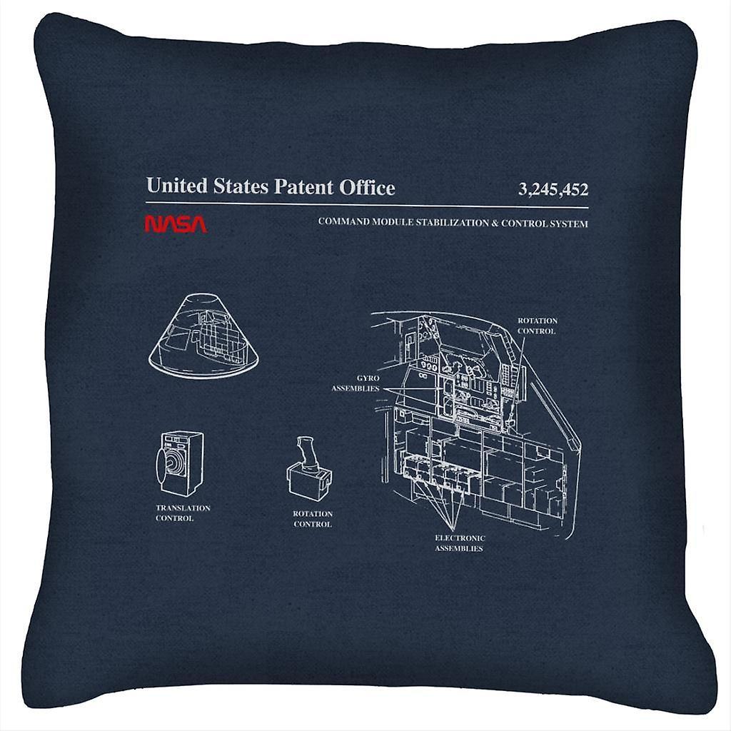 NASA Command Module Control System Blueprint Cushion Navy Blue 40 x 40cm