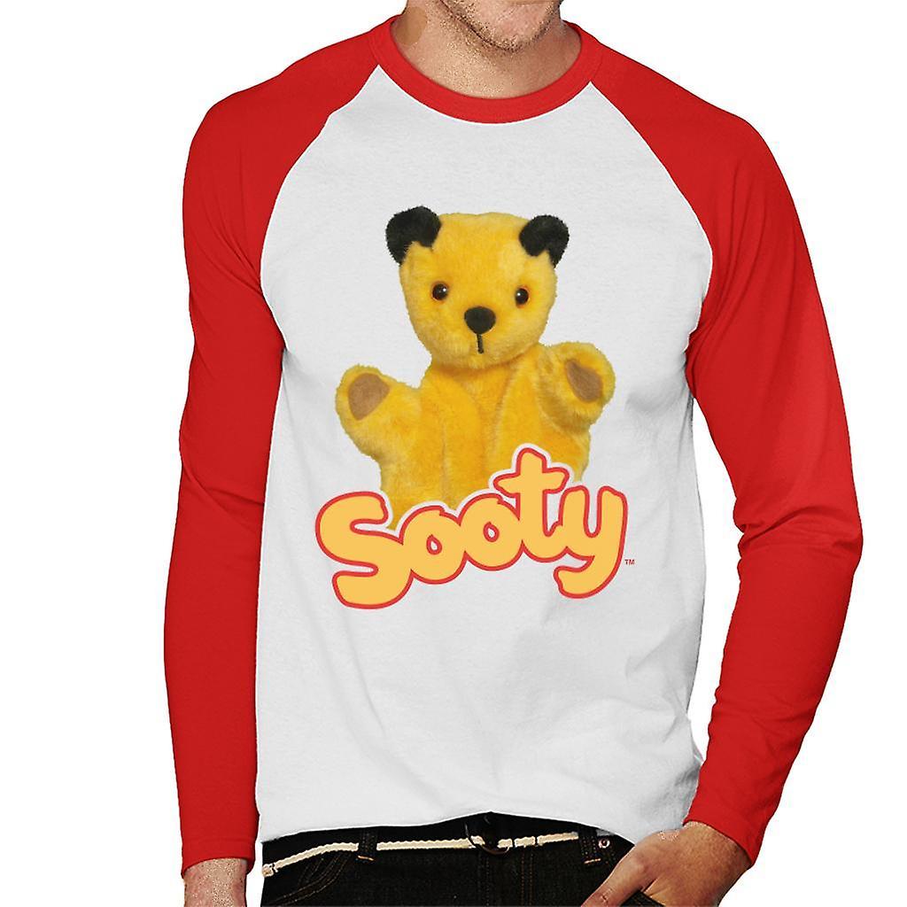 Sooty Wave Logo Men's Baseball Long Sleeved T-Shirt White/Red X-Large