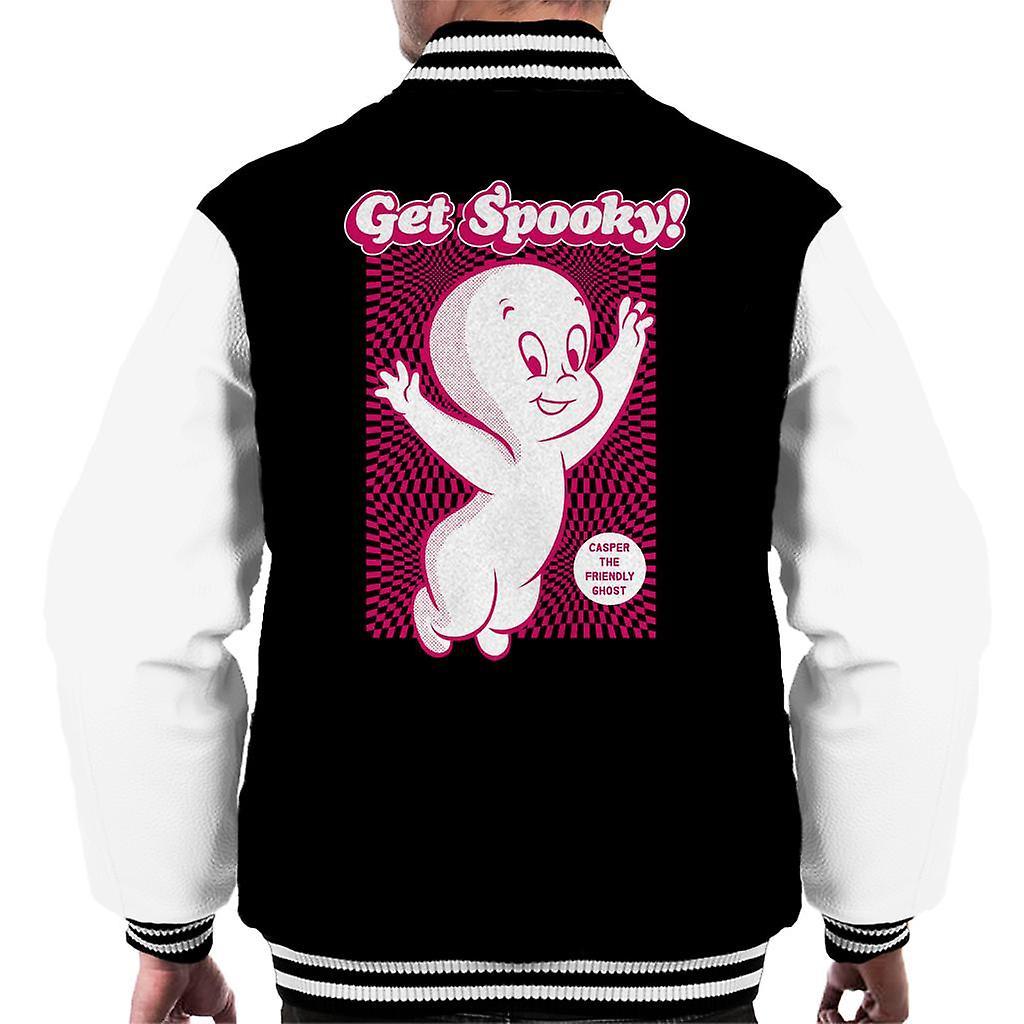 Casper The Friendly Ghost Get Spooky Men's Varsity Jacket Black/White Large