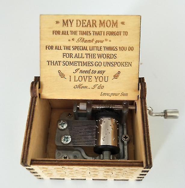 Tianzun Mum Birthday Gifts, Wood Music Box Hand Crank Music Boxes You Are My Sunshine, Vintage Engraving Music Box Gifts Gift from Son